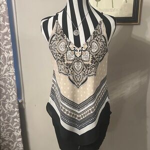 Free with bundle purchase Chic Black and Cream Women's handkerchief top
